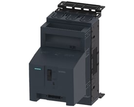 Siemens SENTRON 3NP1 sikringsafbryder, 3-polet, NH00, 160 A, med boksterminal og elektromekanisk sikringsovervågning, vist i mørkegrå.