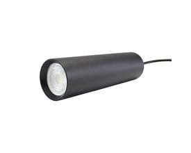 Spectrum Madara Mini II pendellampe i sort aluminium med GU10 fatning på hvid baggrund.