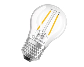 Osram LEDVANCE kroneformet filament lyskilde med E27 fatning, 2,5W, 2700K varmt hvidt lys og klar glas.