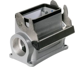 Weidmüller HDC industristik sokkelhus størrelse 4 med 2xM32 gevind og en bøjle, fremstillet af metal.