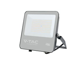 Sort V-TAC LED-projektør på 100 W med Cree-chip, synlige LED-dioder og justerbar monteringsbøjle.