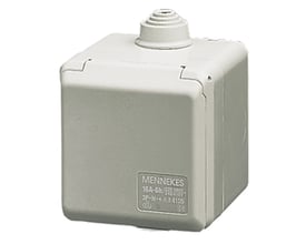 Mennekes CEE stikdåse til udvendig montering, 16A, 230V, IP44, 3-polet med klokkeslæt 6H, grå RAL 7035.
