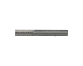 Norton hårdmetalfræser i form B med riflet fræsehoved og 6 mm skaft til afgratning af stål og støbejern.