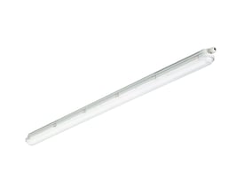 CoreLine Industriarmatur WT120C, et 1500mm langt gråt armatur med matteret lysstofrør, ideel til indendørs brug med IP65-klassificering.