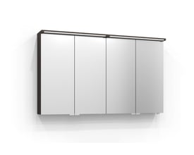 Svedbergs Linje ramme og låge på 120 x 35 cm i mat alu, vist frontalt med lyse låger og mørk ramme.