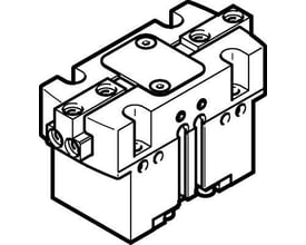 Festo Parallelgriber HGPT-25-A-B-F-G1, en præcis og robust gribemekanisme med synlige skruehuller og pneumatiske tilslutninger.