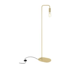 SLV FITU gulvlampe i messingfarve, fremstillet i metal med E27 fatning og sort ledning med afbryder.