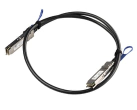 MikroTik XQ+DA0001 direct attach-kabel på 1 meter med QSFP28-stik i begge ender og sort kabel.