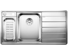 Blanco Axis III 6S-IF venstre MXI køkkenvask i rustfrit stål med to kummer og integreret afløbsbakke, 1000x510 mm.