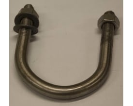 U-bolt M12 x 85 x 105 mm med to møtrikker og en skive, designet til Ø76 mm rør.