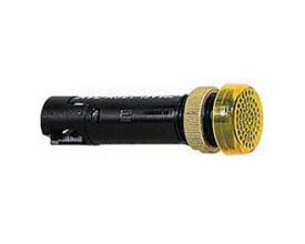Schneider Electric LED-diode XVLA324, 12V DC rød, Ø12mm, med sort frontring og fremskudt lyskilde, isoleret på hvid baggrund.