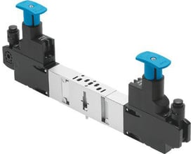 Festo reguleringsplade VABF-S3-2-R4C2-C-6 til ventilstation, bredde 18 mm med blå betjeningsknapper.