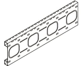 Eaton Tabula sokkelprofil med 10M bredde, vist som en sort-hvid tegning med rektangulære udskæringer og tandsnit på den ene side.