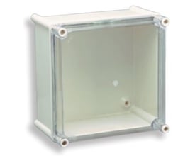 Uriarte CU32 kassebund i grå polyester med klare hjørnebeslag, mål 190 x 270 mm og 125 mm dybde.