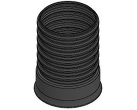 Sort, ribbet Unico-forlængerrør til pumpebrønd med åben top og bred muffe; Ø425 mm og 500 mm højt.