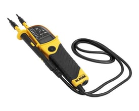 Ironside spændings- og gennemgangstester, 12-690 V, med LCD-display, gule og sorte måleprober og kabel.
