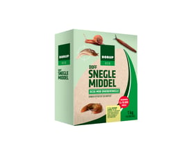 Emballagen til Unipak Eco doff sneglemiddel på 1 kg har grøn Borup Eco-forside med snegleillustrationer.