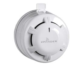 Schneider Electric XPA-CB trådløs optisk detektor i hvid plast med 'Xpand' logo og trådløs-symbol påsat.