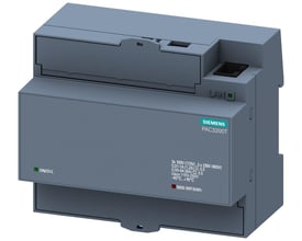 Siemens Sentron PAC3200T multifunktionsmåler på montering skinne, med angivelse af volt, ampere og IMP/kWh.