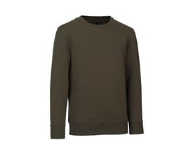 ID Identity børne sweatshirt i olivenfarvet bomuld med O-hals og ribkant ved ærmer og bund.