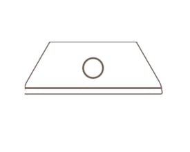 Martor keramisk knivblad nr. 65232C set forfra med en cirkeludskæring i midten på en hvid baggrund.