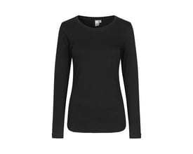 ID Identity langærmet dame T-shirt i sort, størrelse 3XL, med let figursyet pasform.