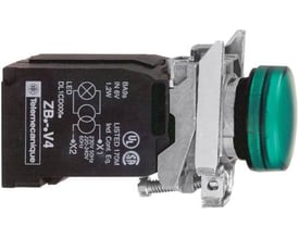 Schneider Electric Harmony Style 4 lampekrop i grøn med trafo, 22mm hulmål og BA9s fatning til glødelampe.
