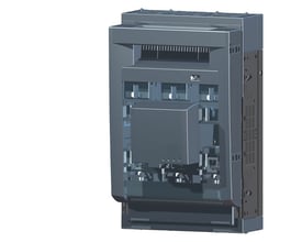 Siemens sikringsafbryder 3NP1 NH1, 250A, set fra en skrå vinkel, fremhæver den robuste konstruktion og tilslutningsdetaljer.