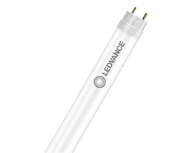 Nærbillede af et Ledvance T8 Value LED-rør med 1500mm længde og 840 lysfarve, på hvid baggrund.