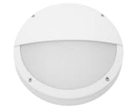 ACIS halvskærm til LED-lys med justerbar effekt på 6-18 W, set forfra med rund, hvid skærm og lysdiffuser.