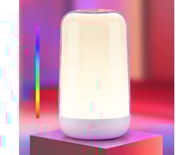 Opladelig hvid RGB+CCT LED bordlampe med touch-dæmpning og energisparende 5W LED.