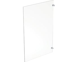 En isoleret Contura Shower brusevæg på 70x200 cm i 5 mm klart glas med to diskrete sølvfarvede beslag på hvid baggrund.