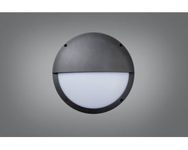 Ragner halvskærm vægarmatur med 13.5W LED og mikrobølgesensor, udført i mørkegrå aluminium og opal polycarbonat.