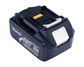 Makita 18V 4.0 Ah Li-Ion batteri med logo og specifikationer tydeligt synlige på siden.