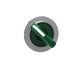 Fronthætte af grønt drejegreb fra Schneider Electric, med 2 faste positioner, til 30mm tavlemontage.
