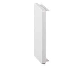 Schneider Electric OptiLine 45 endestykke i polarhvid PC/ABS, dimensioner 140x55 mm, til kabelinstallation.