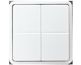 Trådløst Zigbee batteritryk med fire hvide taster til styring af lys, passer i FUGA rammer og Tunable White.