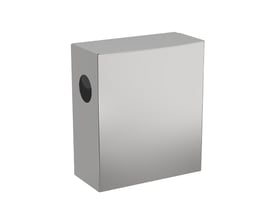 Pressalit hygiejneaffaldsspand i poleret stål, 4 liter, væghængt med posedispenser på siden.