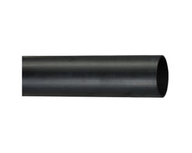 Sort KWH Wehopipe PE100-trykrør fra Evopipes, 200 mm i diameter, set fra siden med den åbne rørende synlig.