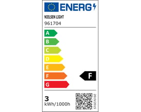 Detaljebillede af Nielsen Light LED 3W kertepære, der viser det snoede, klare glas og LED filamenterne.