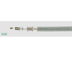 HELUKABEL multiflexkabel PUR-C-512 med UL/CSA godkendelse, 7G2,5 / AWG14, vist i et snit, der afslører kerner og fletning.