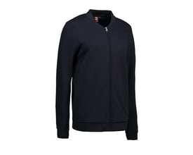 ID Identity Pro wear cardigan til damer i navy blå, str. 6XL, med YKK lynlås og ribstrik ved krave, ærmer og bund.