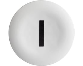 Schneider Electric hvid trykflade med sort "I" mærke og Ø22 mm diameter på neutral baggrund.