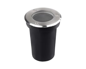 V-TAC Pro mini nedgravningsspot med rund top i rustfrit stål og sort cylindrisk hus, klar til installation.