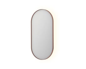 Sanibell INK SP21 ovalt spejl, 50x100 cm, med varm kobber aluramme og indbygget baggrundsbelysning.