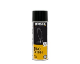 Ironside zinkspray i mørk grå, 400 ml, i dåse med sort hætte og sort-gul etiket.