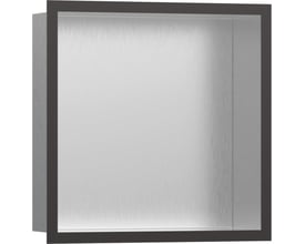 Hansgrohe XtraStoris Individual vægniche med sort designramme og børstet rustfrit stål inderside, 300x300x100mm.