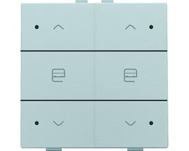 Niko NHC dobbelt motortryk i sterling design med symboler for op, stop og ned samt LED-indikatorer.