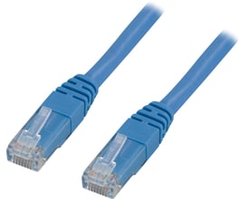 DELTACO U/UTP Cat6 patchkabel på 1 meter i blå, med to støbte RJ45-stik, halogenfri LSZH.