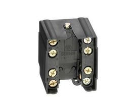 Schneider Electric kontaktelement XESP3021 til ZCK-S2 med 2 C/O kontakter og skrueterminaler, vist med fronten opad.
